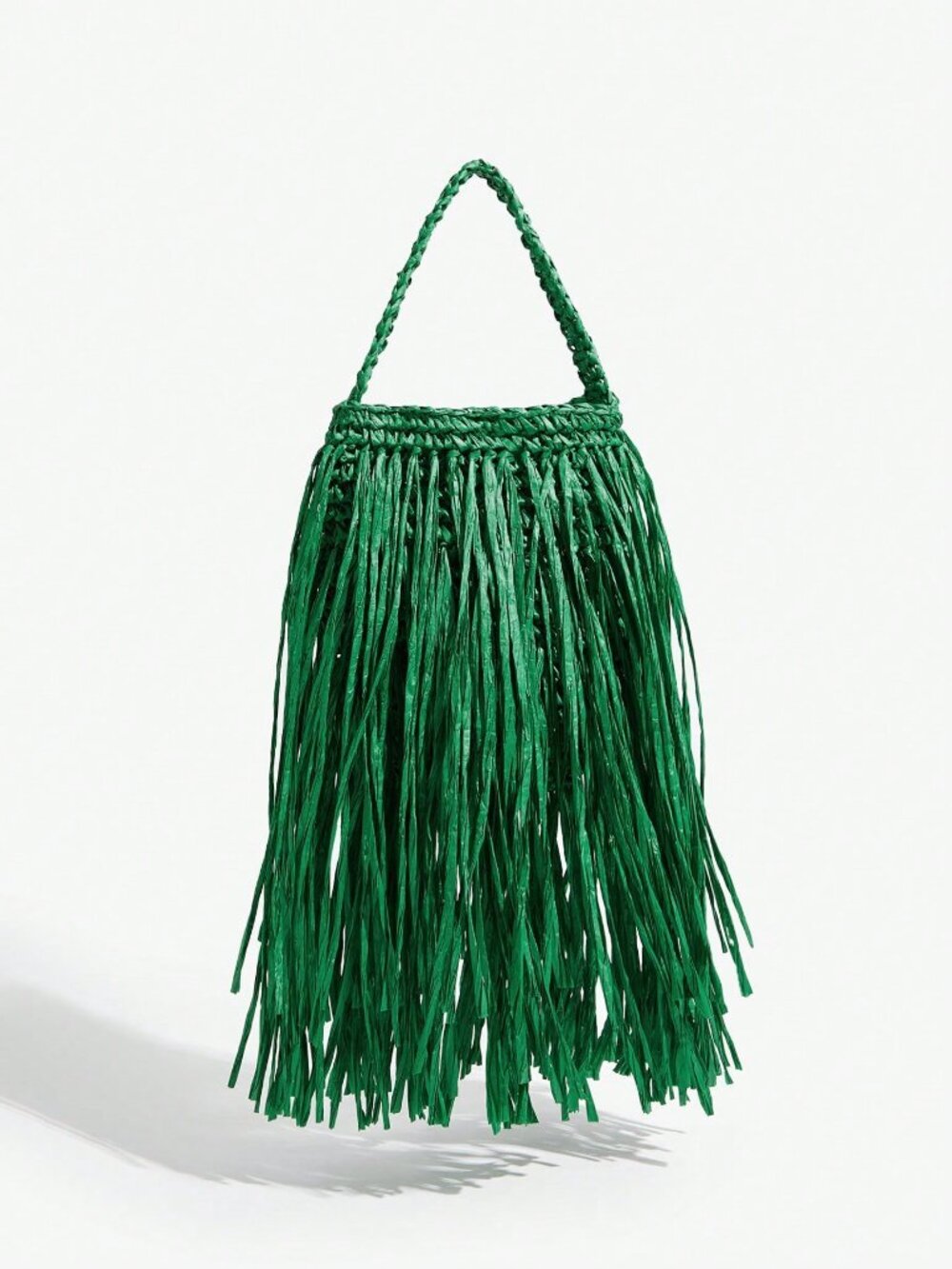Grass Green Straw Tassel Women's Top Handle Bag - Picture 4 of 7